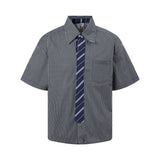 Fine plaid short sleeved shirt