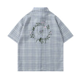 Loose checkered short sleeved shirt