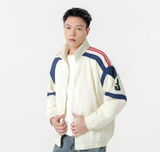 High-end Version! Dior Spring and Autumn New Stand-up Collar Patchwork Stripe Couple's Coat Loose Top Trench Coat